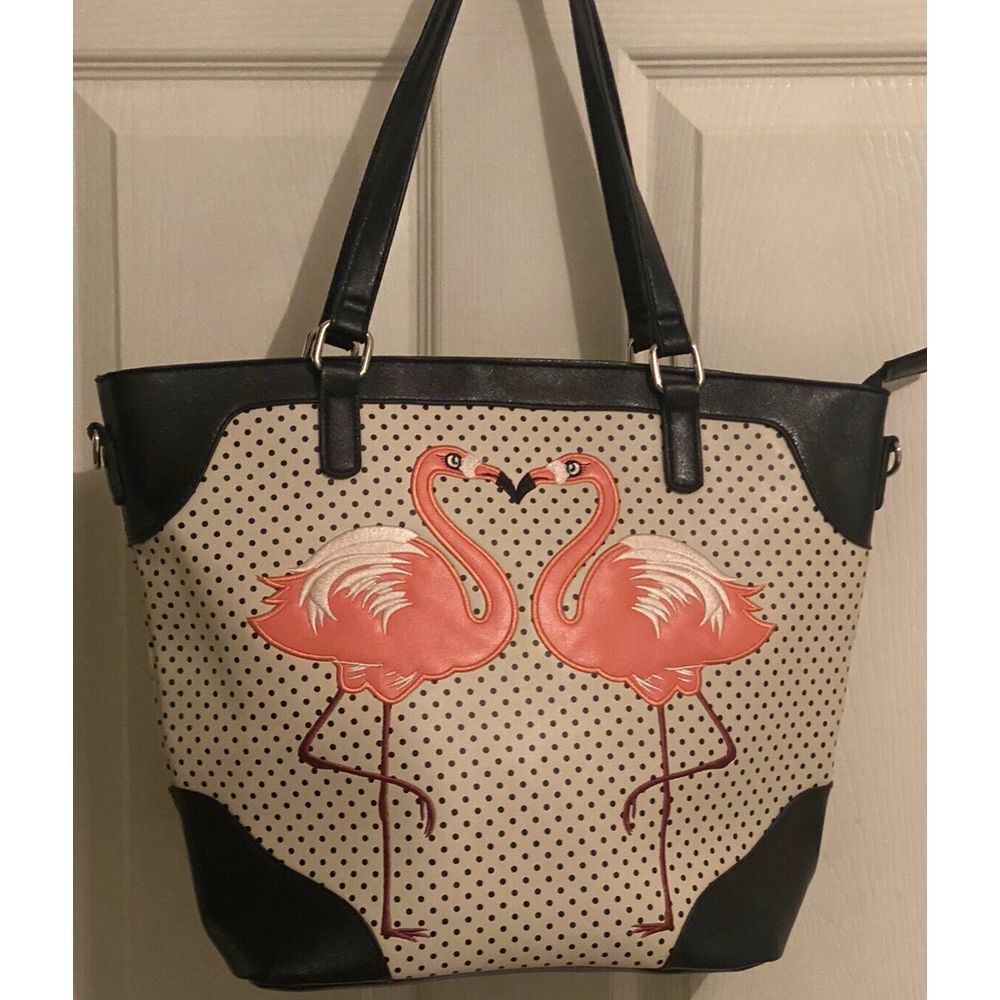 White Polka Dot Blair Handbag Flamingo 's Rockabilly List - $99.00